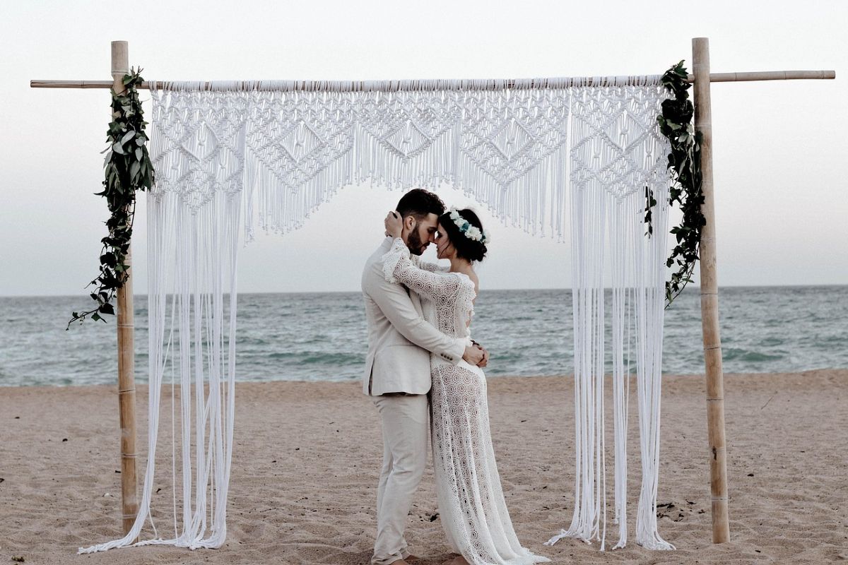 couple getting married on a beach