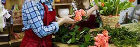 Florists preparing flowers