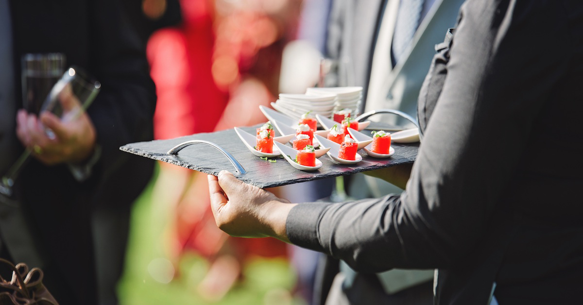 Caterer serving at a wedding