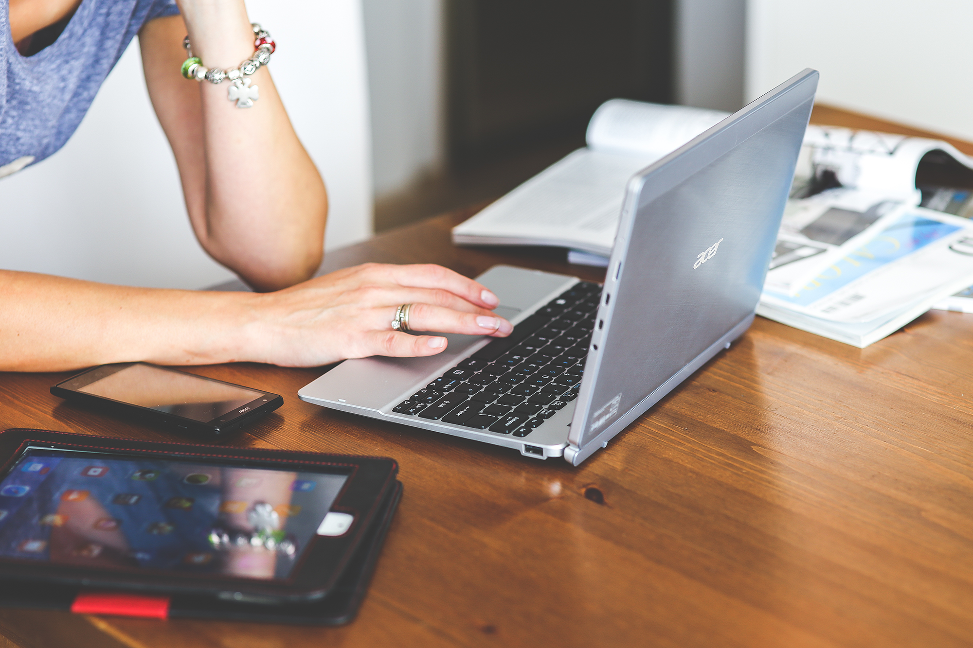 Wedding and event planner using laptop