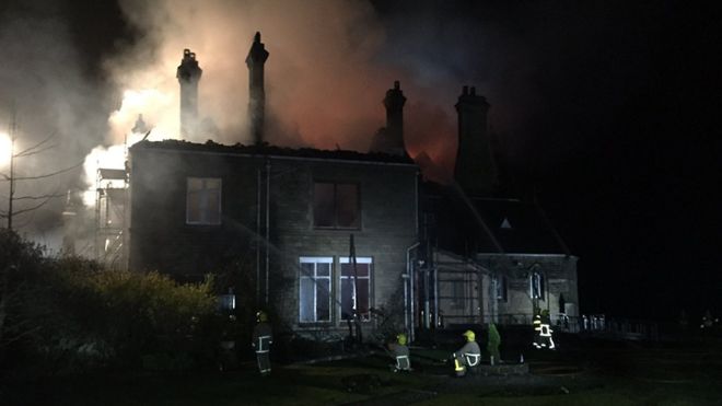 Alston Hall after the fire
