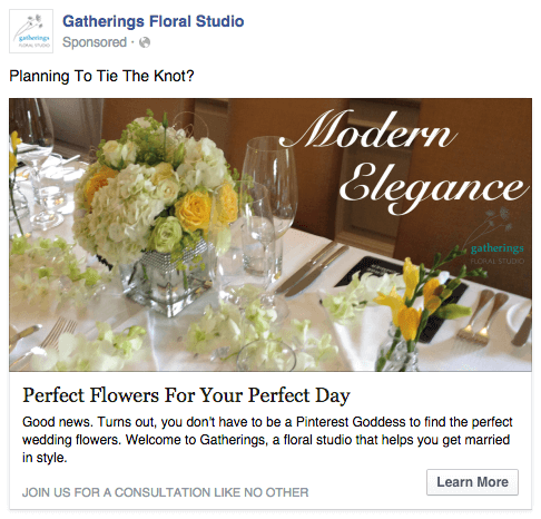 Example of florist Facebook ad