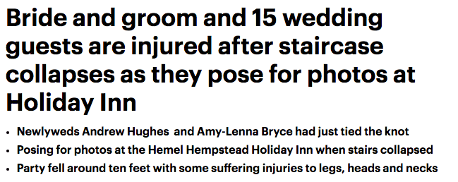 Wedding staircase collapse headline