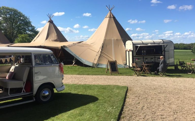 Tipi wedding with VW camper