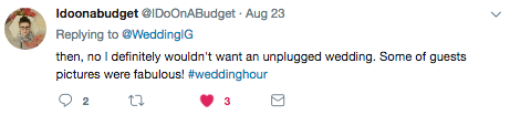 Discussing unplugged weddings on Twitter