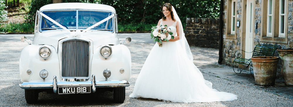 Vanden Plas Wedding Car with Bride